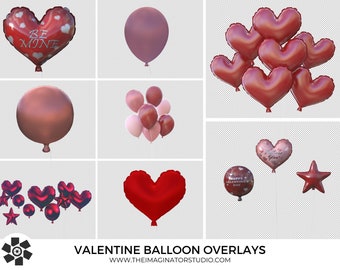 Valentine Balloon Overlays | Balloon Overlays | Valentines | Photoshop | Overlays | Balloons | Photography | Heart Balloons | PNG | Clipart