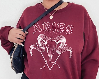 Aries Sweatshirt Astrology Crewneck Aries Birthday Gift Aries Gift Zodiac Sweatshirt Constellation Crewneck Mystical Oversized March Gift
