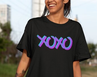 Grunge Valentine's Day Shirt Oversized Tee Xoxo Shirt Indie Aesthetic E Girl Style Grunge Clothing Gift for Women Neon Shirt Valentine Shirt