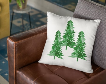 Cabin Throw Pillow / Winter throw pillow / Forest throw pillow / Tree design / Gift for nature lover / Farmhouse throw pillow / Rustic decor