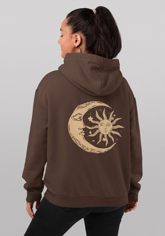Mystical Hoodie, Sun and Moon Sweatshirt, Brown Hoodie, Celestial Sweatshirt,  Cozy Oversized Hippie Hoodie, Aesthetic Hoodie, Dark Academia -  Canada