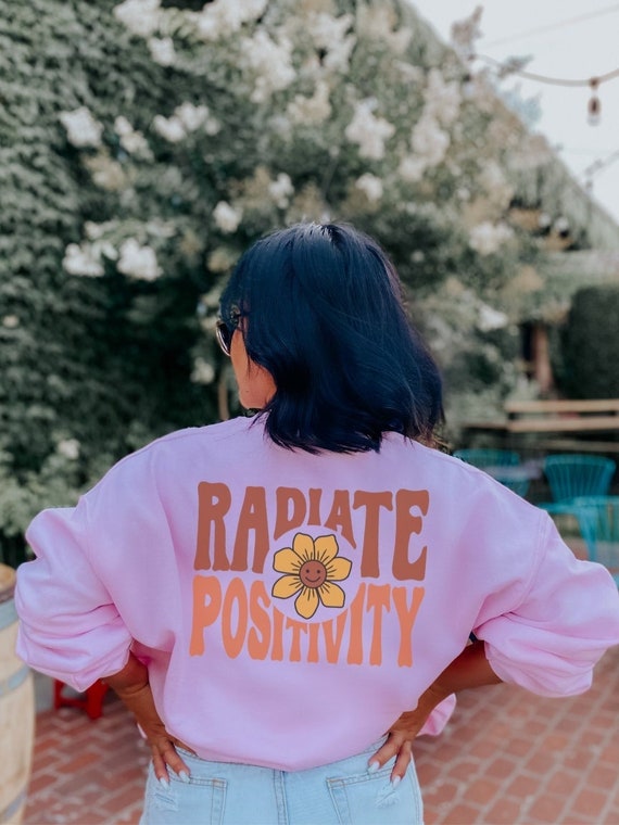 Radiate Positivity Crewneck Aesthetic Clothing Trendy Clothes Backprint 70s  Clothing Brown Fall Sweatshirt Indie Clothing Monochromatic -  Norway