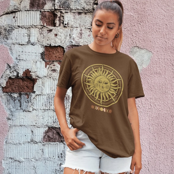 Sun and Moon Shirt Mystical Brown Shirt Celestial Tee - Etsy Ireland