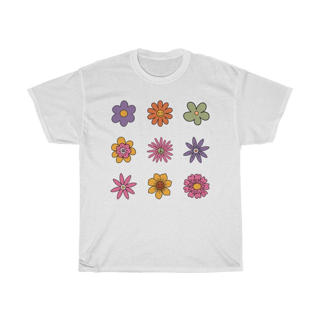 Flower Smiley Shirt Floral Top Indie Clothes Aesthetic