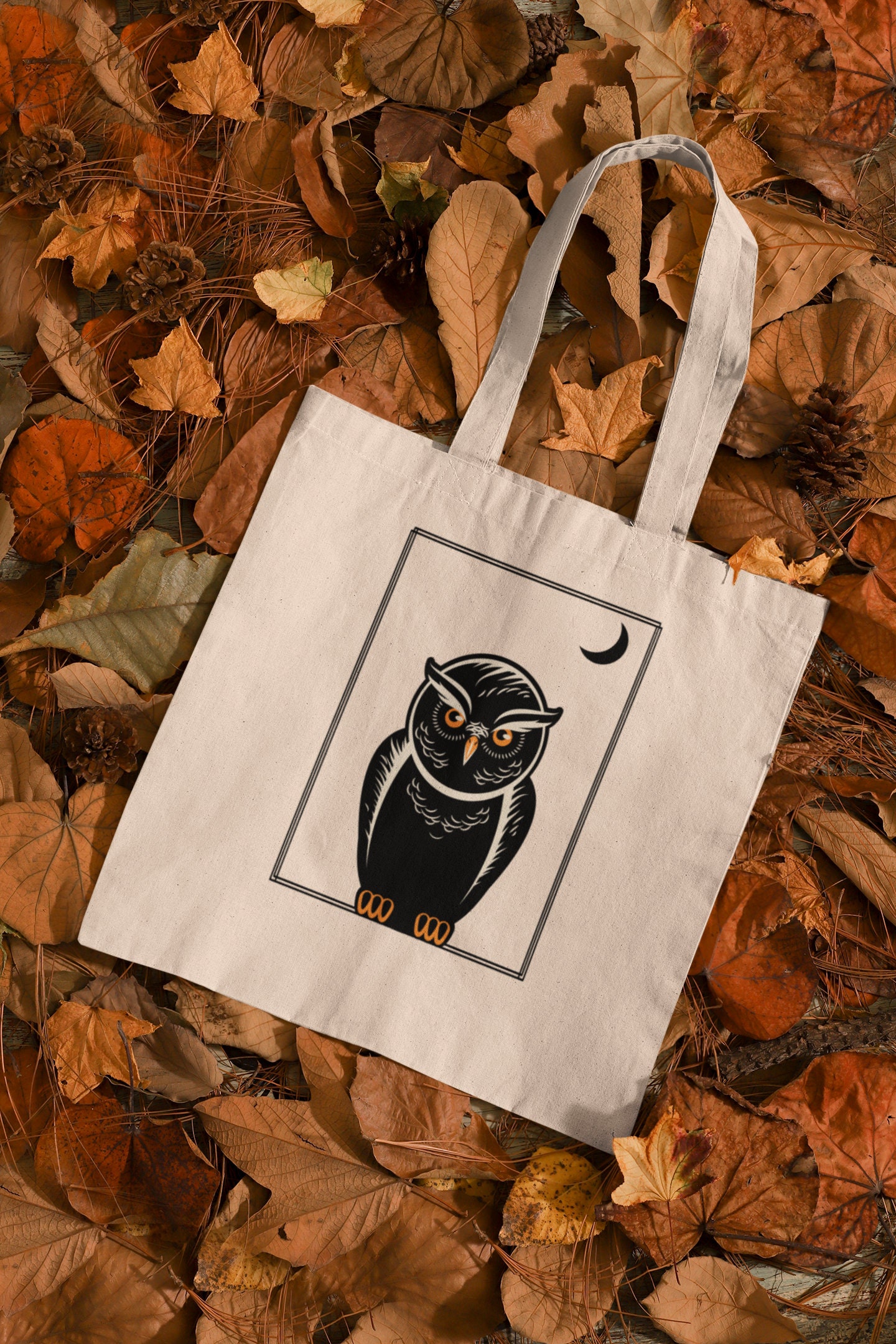 Fall Canvas Tote Bag Owl Tote Bag Halloween Tote Bag Gothic Witch Tote Bag Dark Bag Aesthetic Tote B