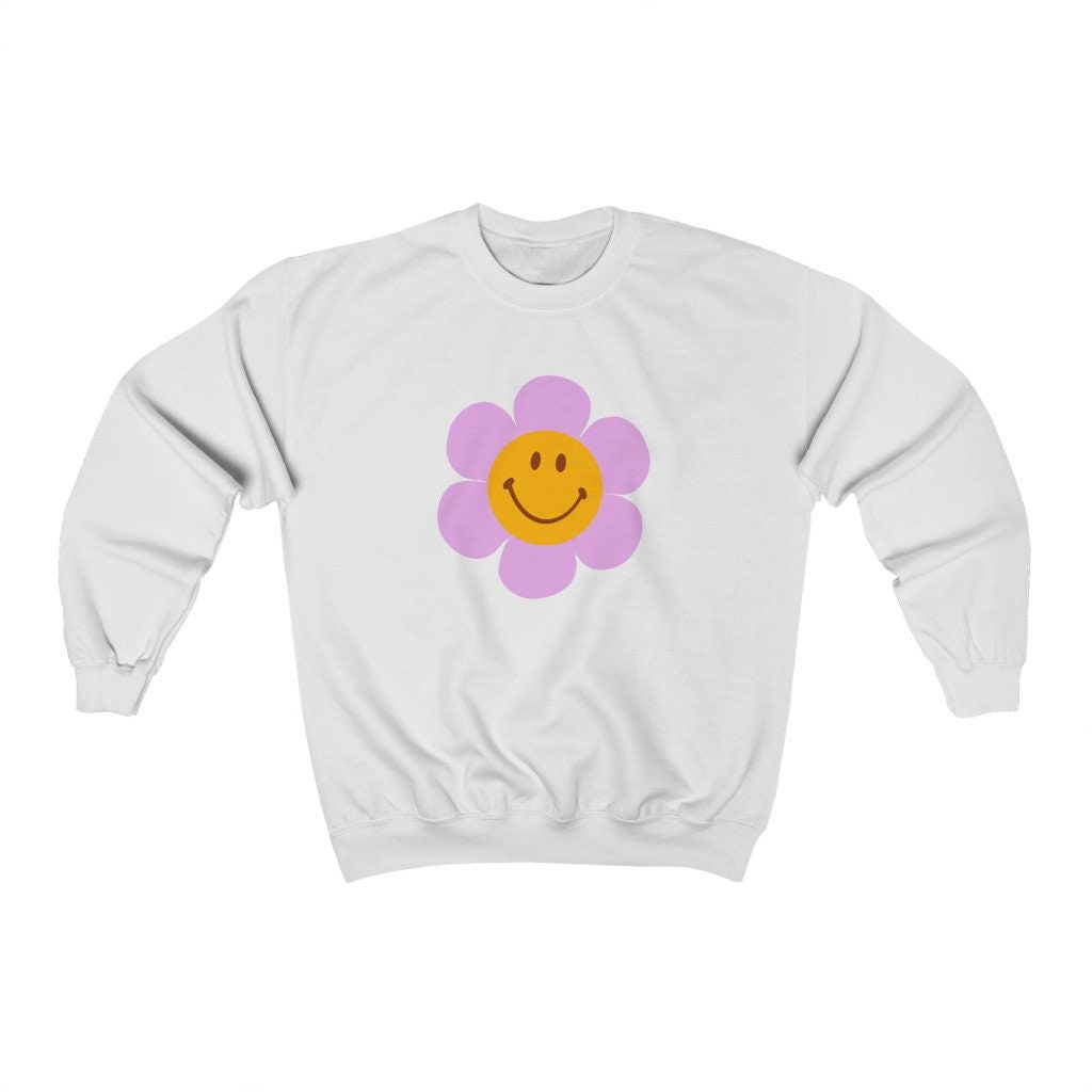【GRAVER】22FW★ Drawing White Flower Smile Sweatshirt Designer fashion, Seoul-fully created | W Concept