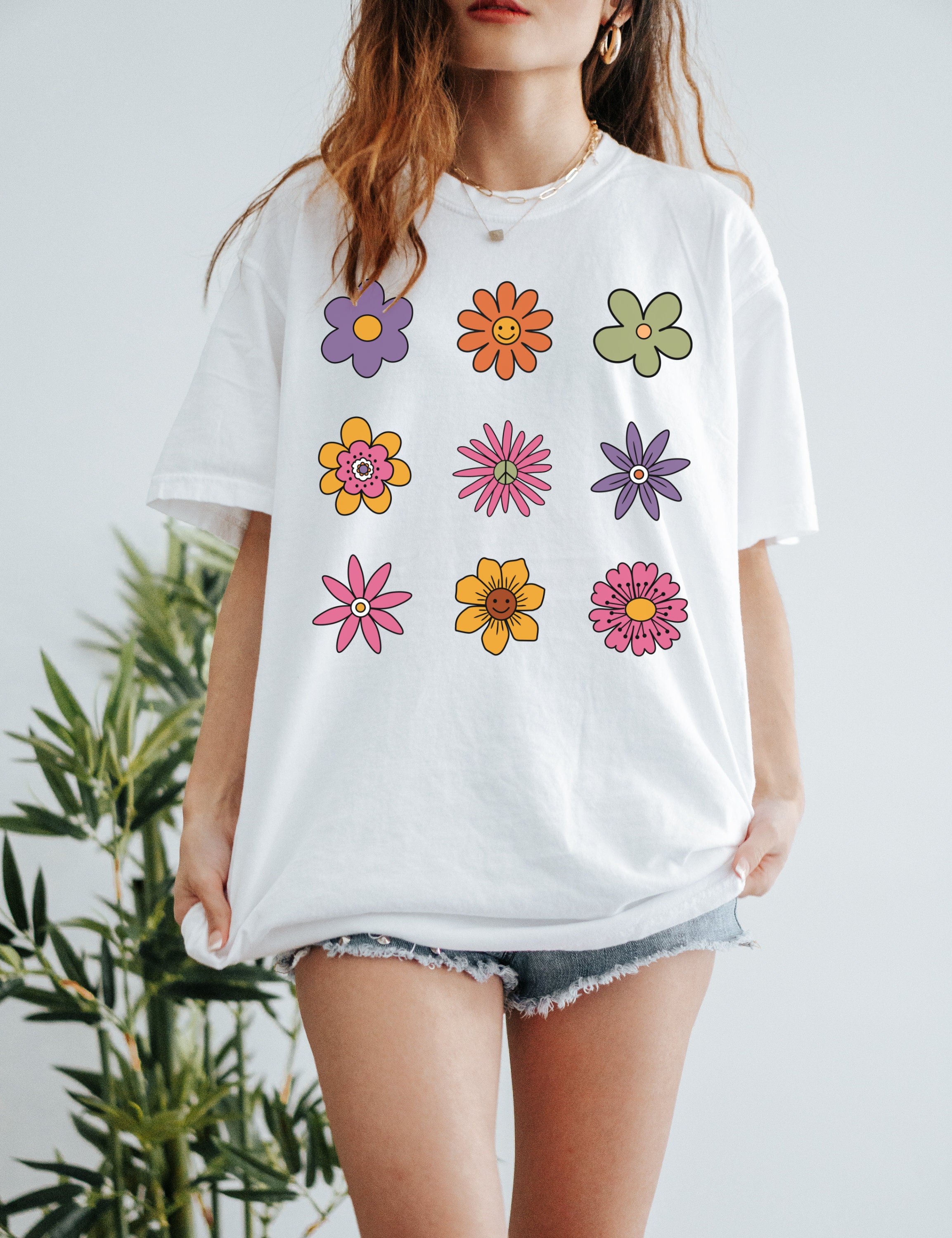 Flower Smiley Shirt Floral Top Indie Clothes Aesthetic
