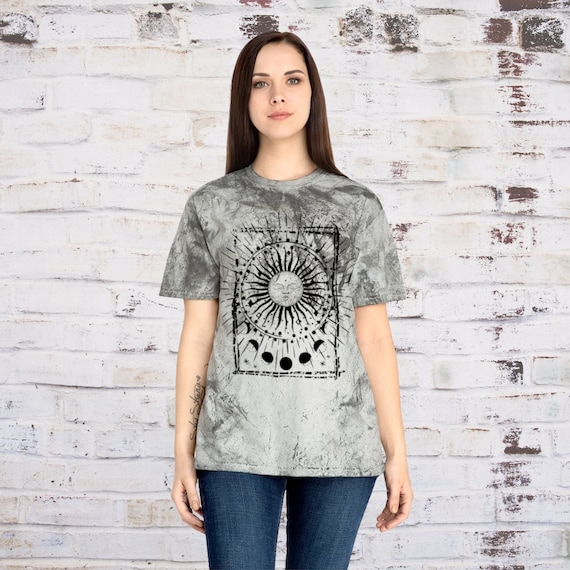 Sun and Moon Comfort Colors Tie Dye Shirt Oversized Tee Baggy Astrology shirt Indie Clothing Aesthetic Clothing Goth Shirt Graphic Tee Tarot