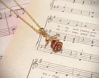 Vintage Elegant Ruby Red Oval Charm Necklace