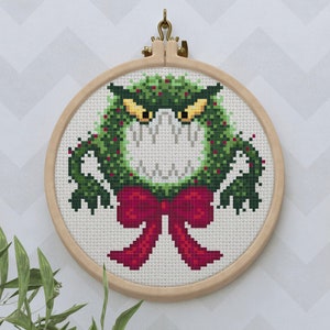 Nightmare Before Christmas Wreath Cross Stitch Pattern / PDF / Gothic Cross Stitch / Modern Christmas Decor / DIY Nightmare Before Christmas