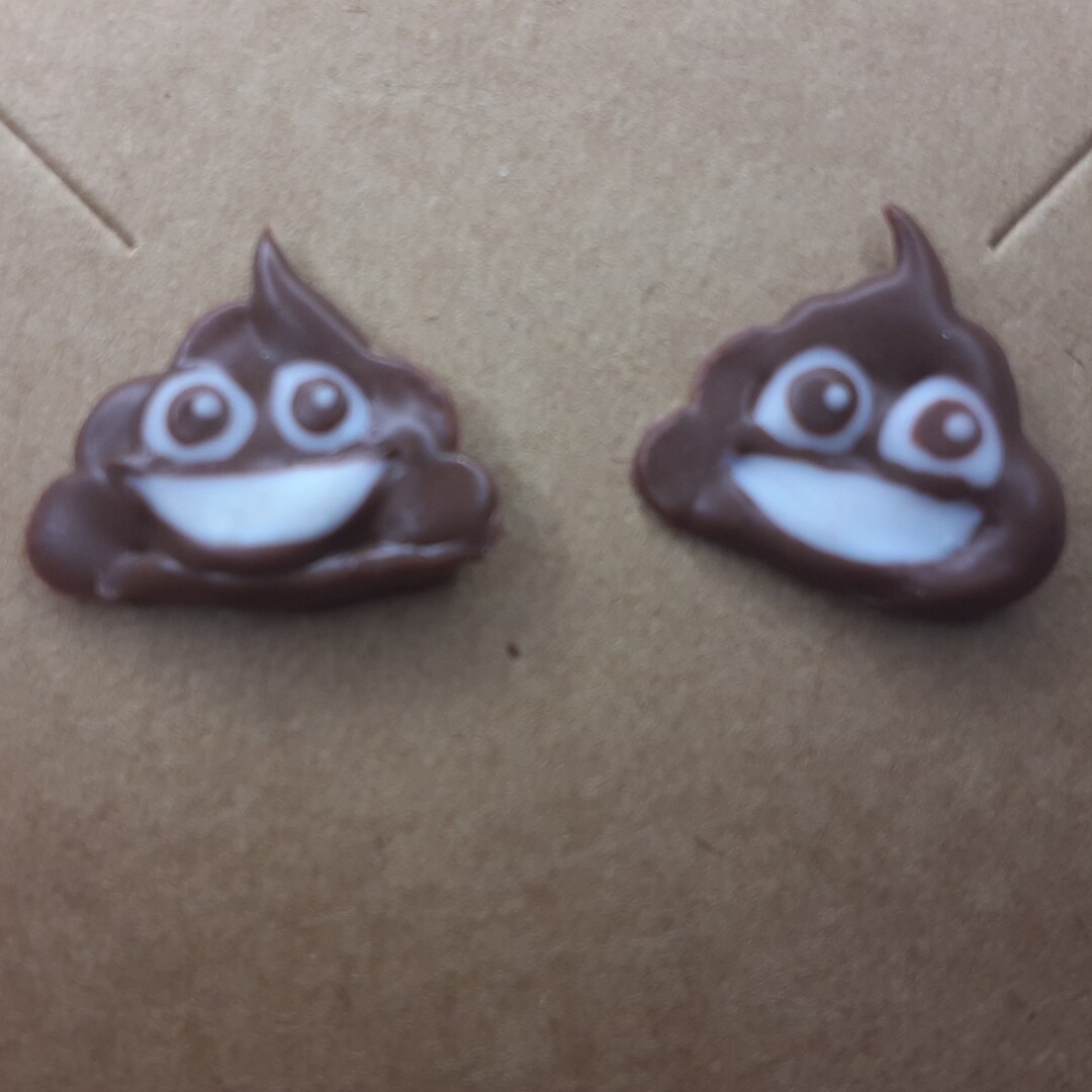 Emoji POOP Acrylic Stud Flatback Earrings - Etsy