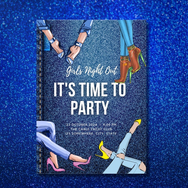 Denim Invitation | Denim Birthday Invitation | Jeans and Heels Event Invitation | Denim Girls Night Out| Any Birthday | We Customize For You