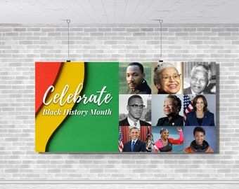 Vinyl Black History Month Banner 4 x 2.5ft. - Optional Add your logo