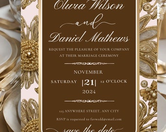 Opulence & Royalty African Wedding Invitation | Kente Wedding Invitation | Upscale Afrocentric Beaded, Customization Done-For-You included.