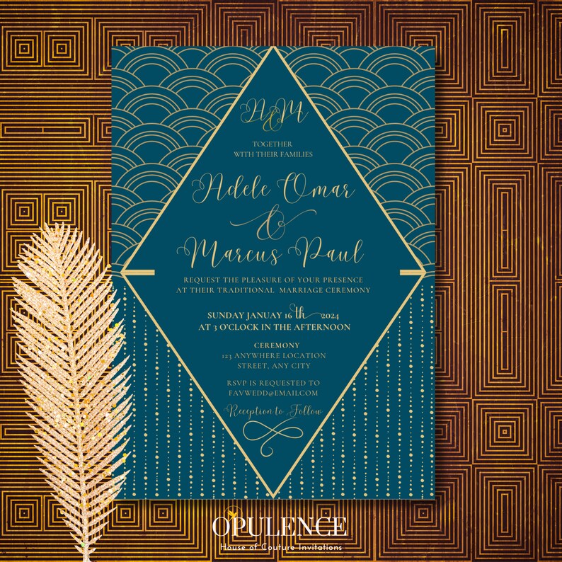 Art Deco Wedding Invitations: Jewel Tone Colors (digital File) - Etsy
