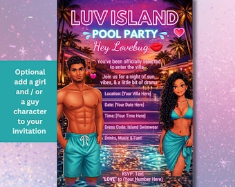 Luv Island Pool Party Invitation | Digital Pool Party Invite Summer Birthday Invitation, Tropical Party Invite | Editable Text Done For You