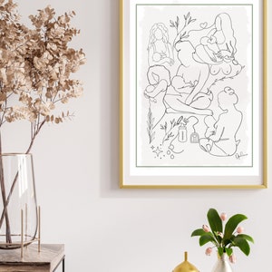 Breastfeede Art / Breastfeeding Line Art: Motherhood Community - Stampa 8x11, 5x7, 24x36 inclusa