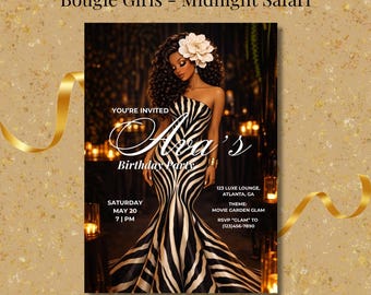 Bougie Girl Birthday Glam Invites | Elegant Birthday Party Invitations, Multiple Style Options. Customization included done for you.