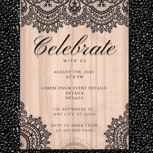 Modern, Elegant Lace Wedding & Special Event Invitation - Free Customization