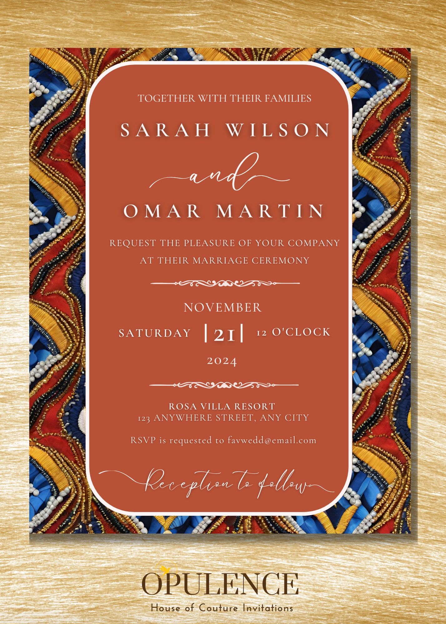 Elegant Beaded African Wedding Invitation Kente Wedding - Etsy