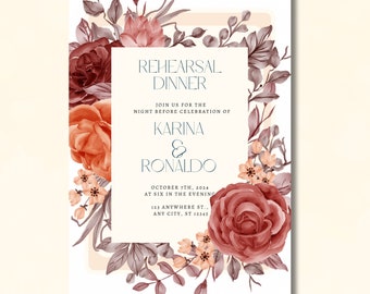 Rehearsal Dinner Invitations | Fall Wedding Rehearsal Invitations | Free Professional Customization Included