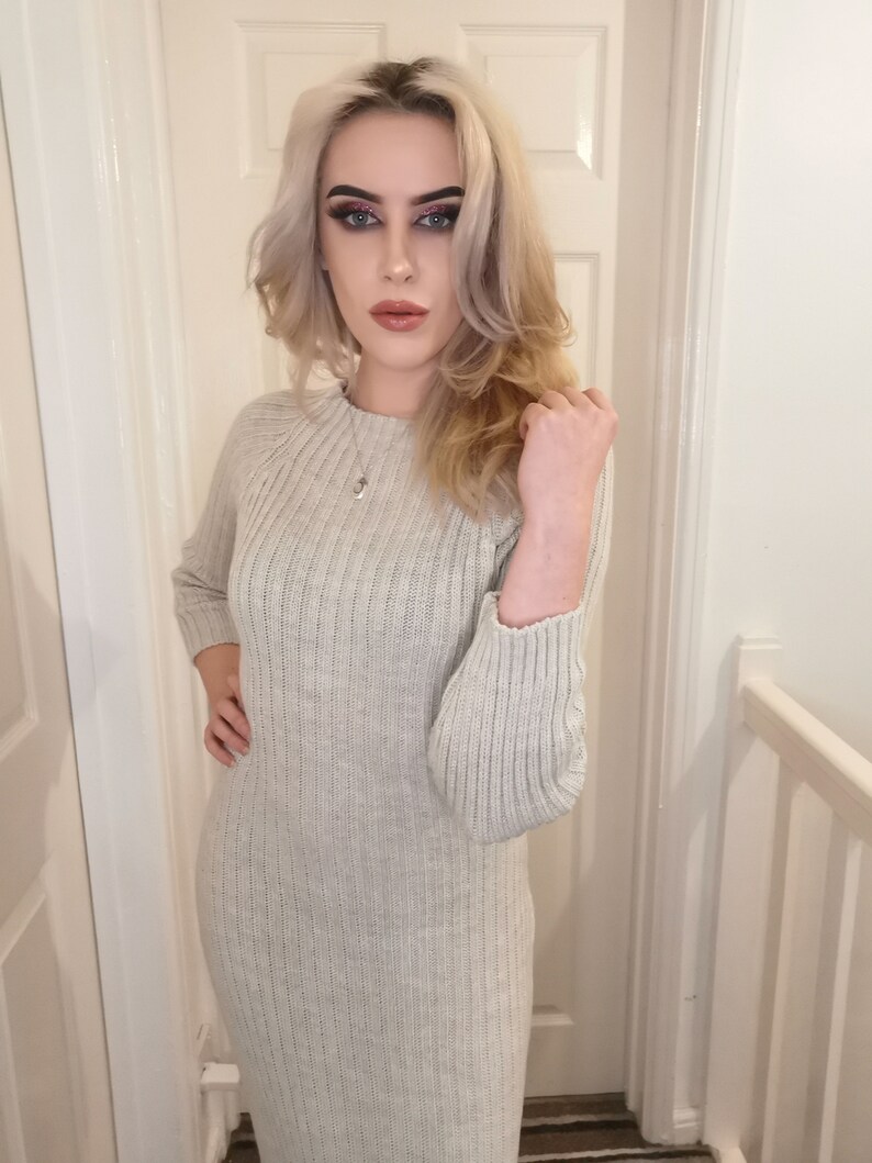 Aurora Criss Cross Knitted Midi Dress Cream image 8