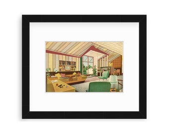 Rétro 50s Mid Century Modern Interior Architecture Print | Téléchargement numérique | Art imprimable haute résolution