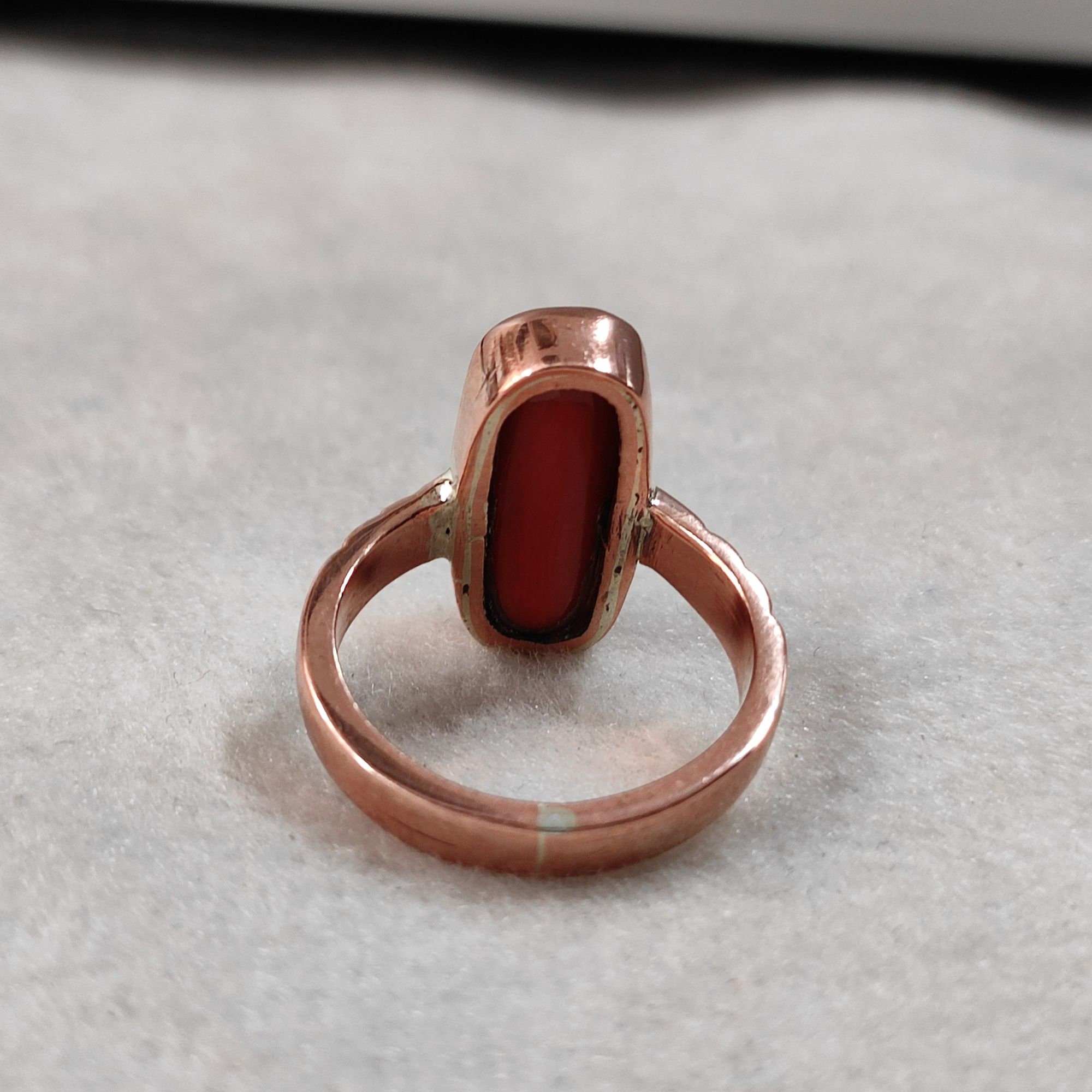 Natural Coral Ring Certified Coral Copper Ring Munga Ring