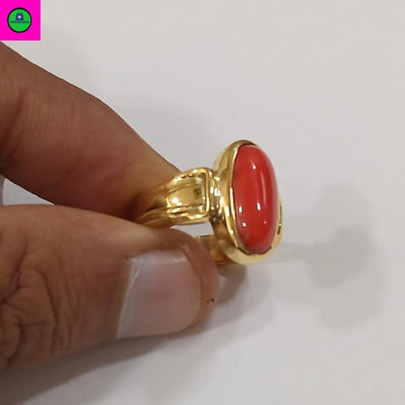 Coral Gold Ring | Coral and gold, Coral ring, Mens gold rings