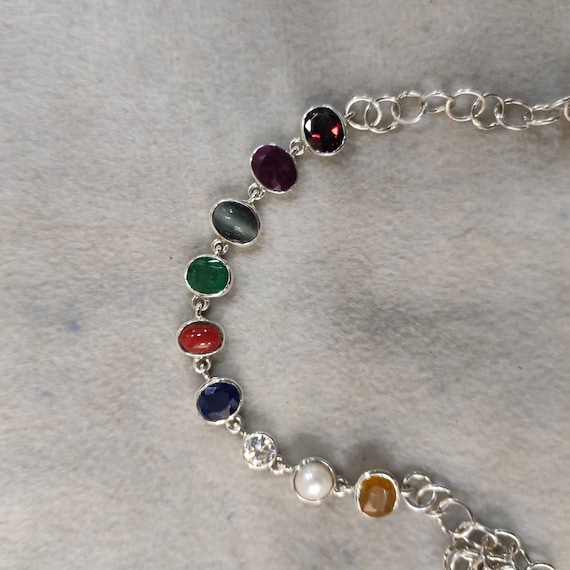 The Shri Silver Navratna Bracelet (Oxidised/Size 2.2/2.4/2.8)- Buy Kemp  Silver Bangle from trusted jeweller , — KO Jewellery