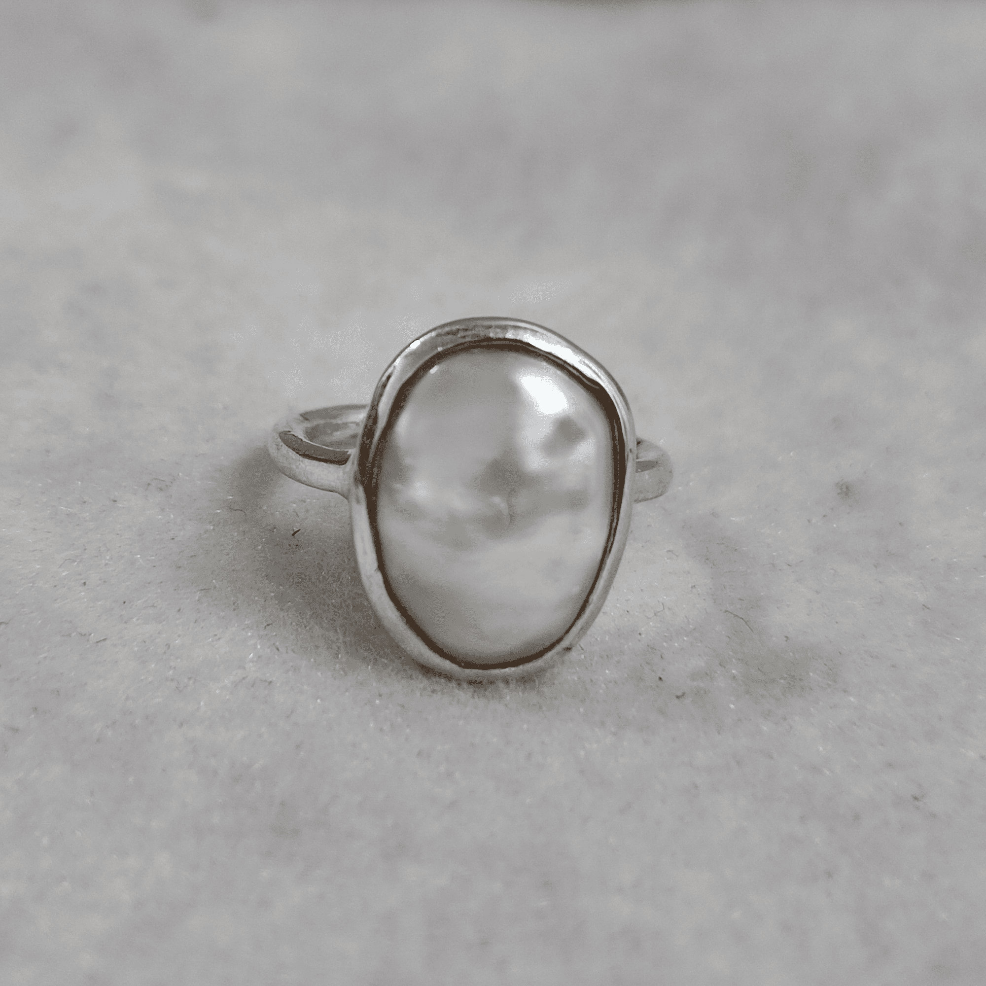 Natural Keshi Pearl Ring, Keshi Moti Ring, Sterling Silver Keshi Pearl Gemstone Ring for Men and Women, Handmade Ring