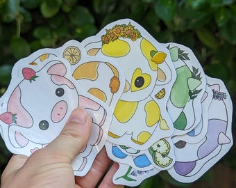 Cow Stickers - Pink cow, orange cow, yellow cow, green cow, blue cow, purple cow - water resistant