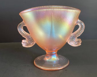 Fenton Velva Rose Dolphin Vase