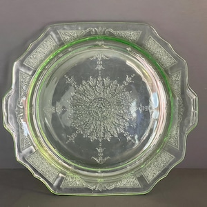 Uranium Hocking Glass Princess Pattern Handled Sandwich Plate