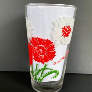 Boscul Peanut Butter Glass - Dianthus Pink, Red and White Flowers, Red Name at Bottom
