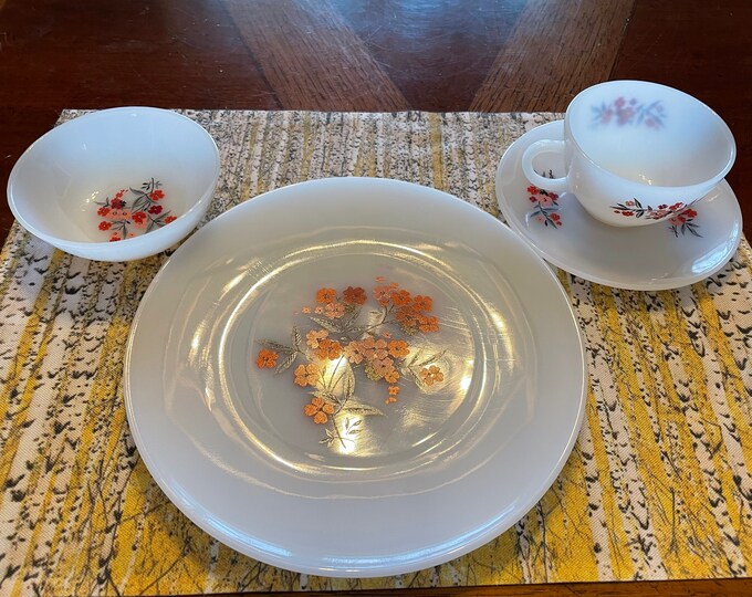 Collection of Anchor Hocking Glass Fire King Rainbow Dinnerware Fired