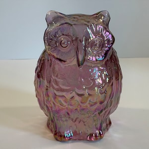 Fenton Pink Carnival Glass Owl