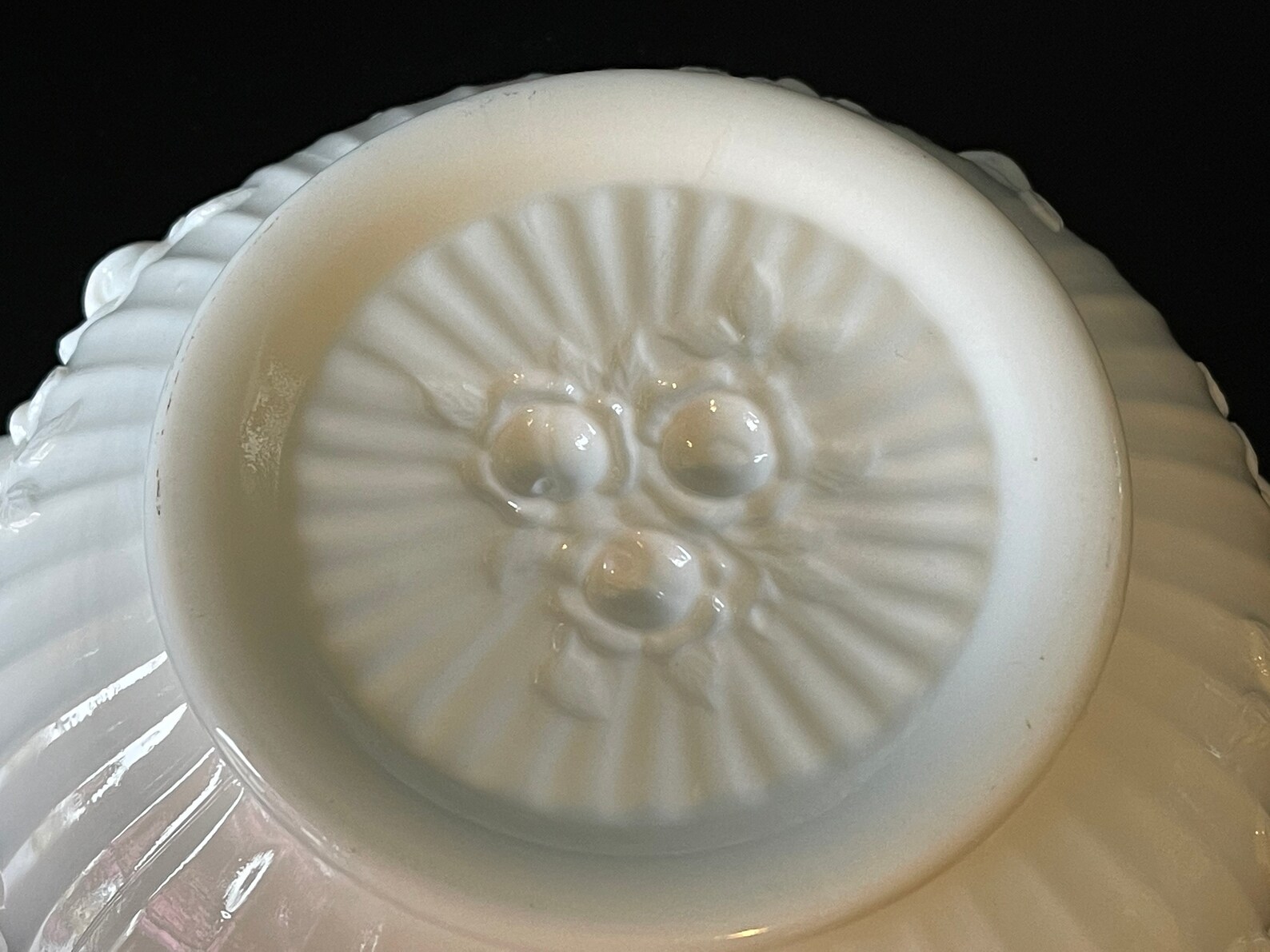 Fenton Cabbage Rose Milk Glass Bowl Etsy