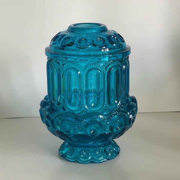 L E Smith Blue Fairy Lamp