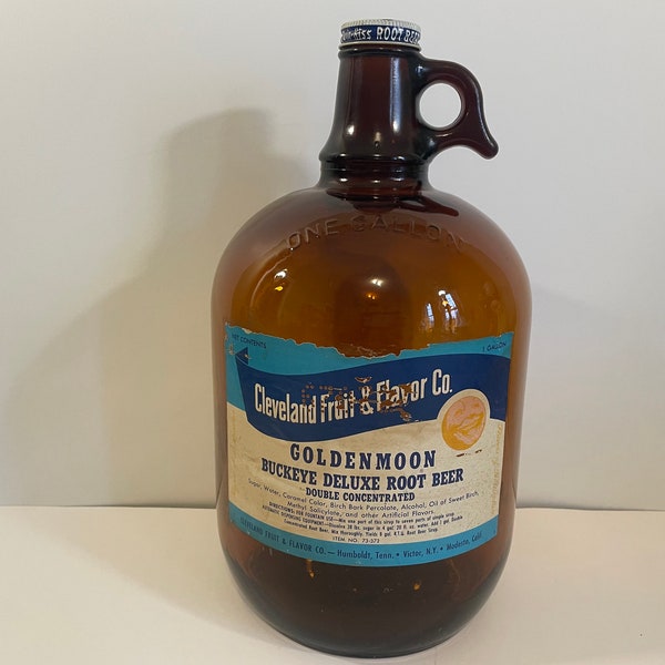 1960's One Gallon Amber Glass Root Beer Concentrate Bottle