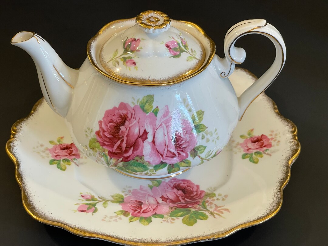 Royal Albert American Beauty Teapot and Serving Tray Etsy