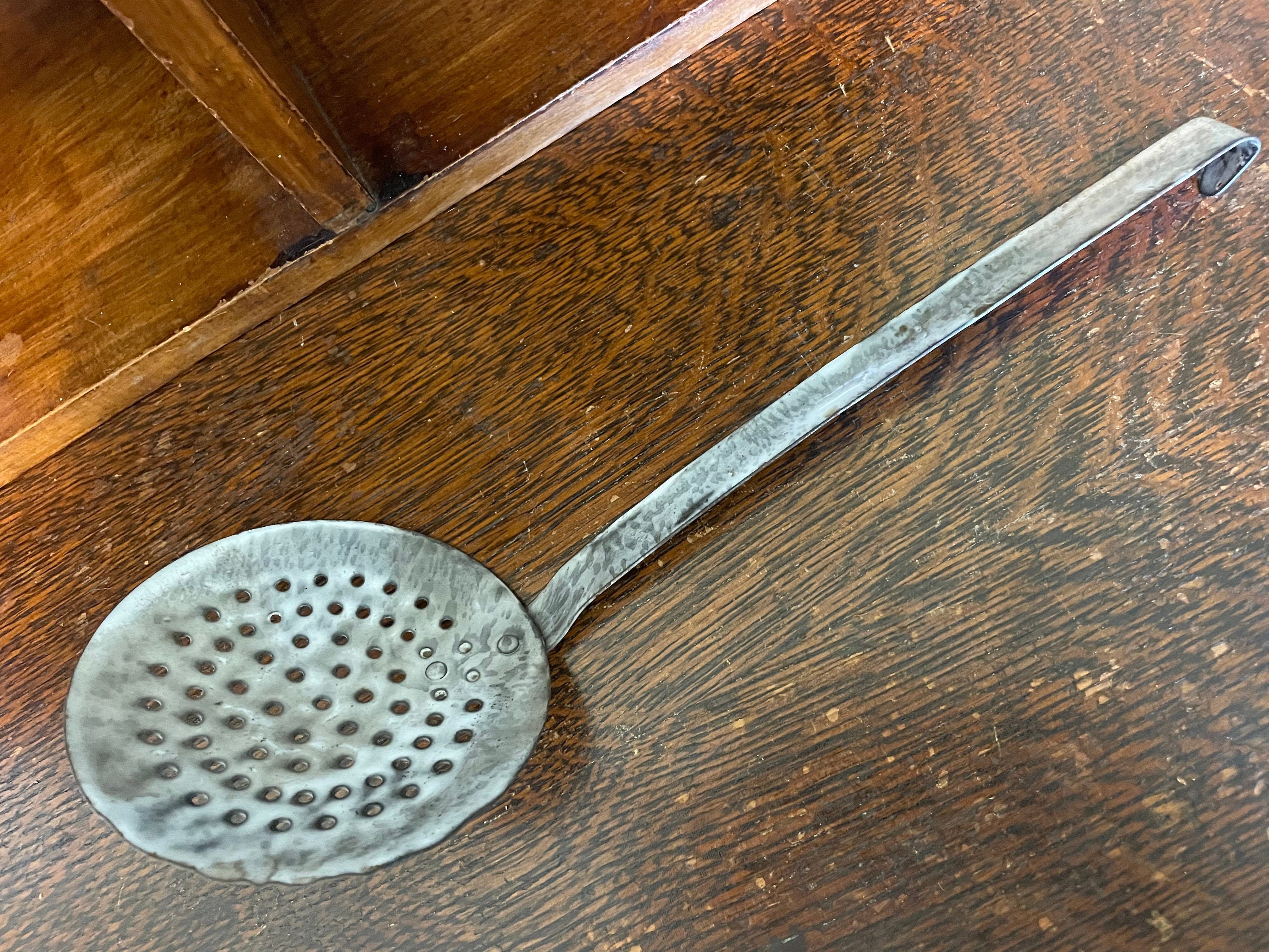 Large Gray Graniteware Ladle Strainer Etsy