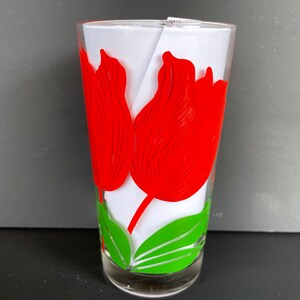 Boscul Peanut Butter Glass - Tulip, Red Flower, Red Name near Middle