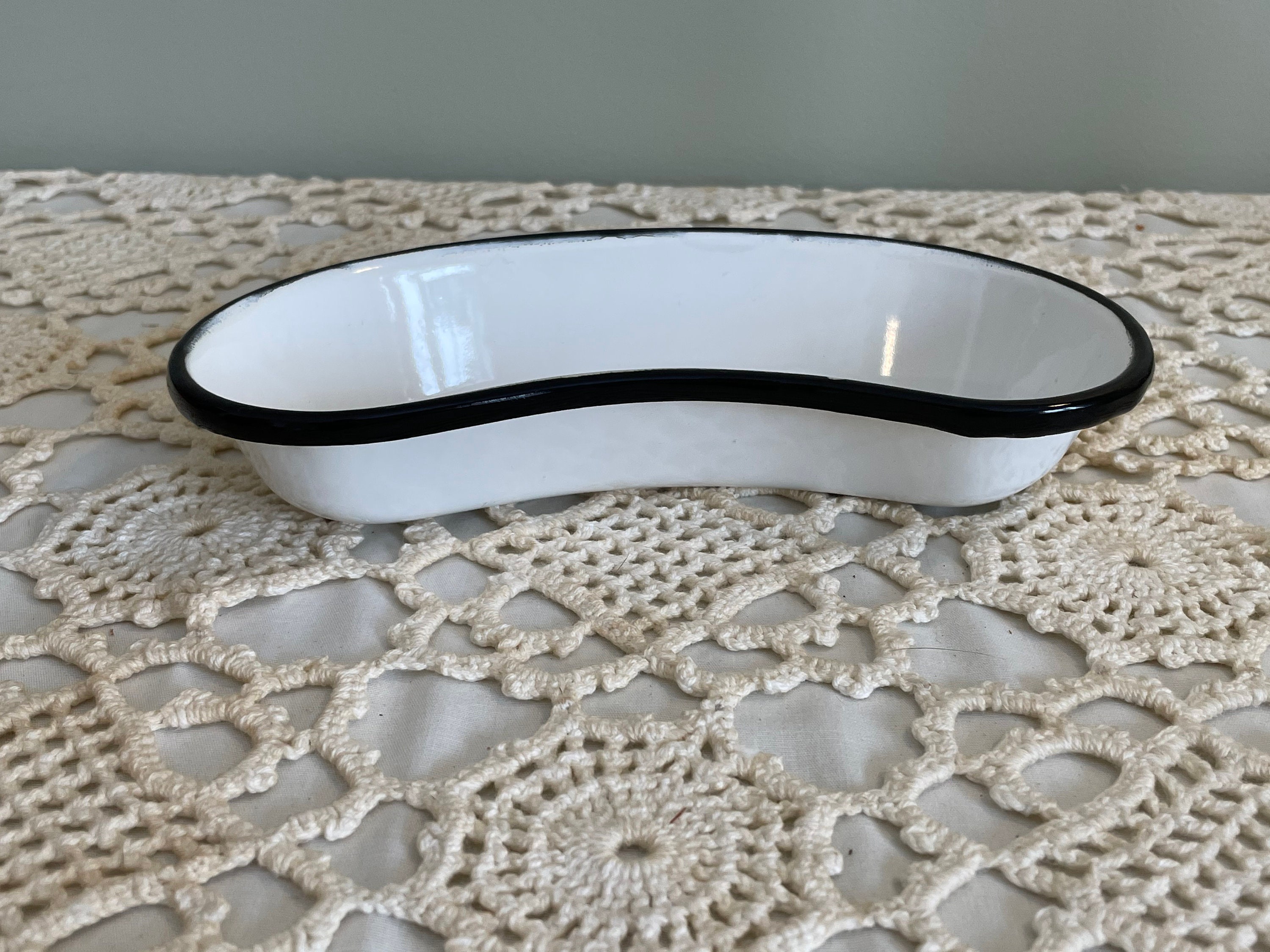 Kidney Shaped Enamel Tray or Basin Etsy
