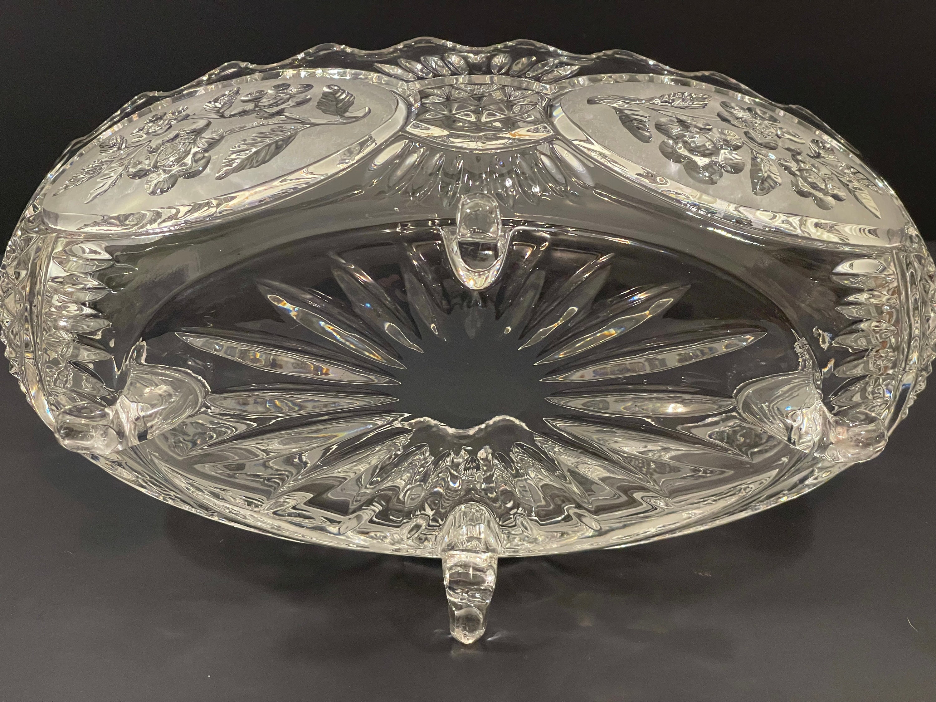 Oval Lead Crystal Fruit Bowl Etsy