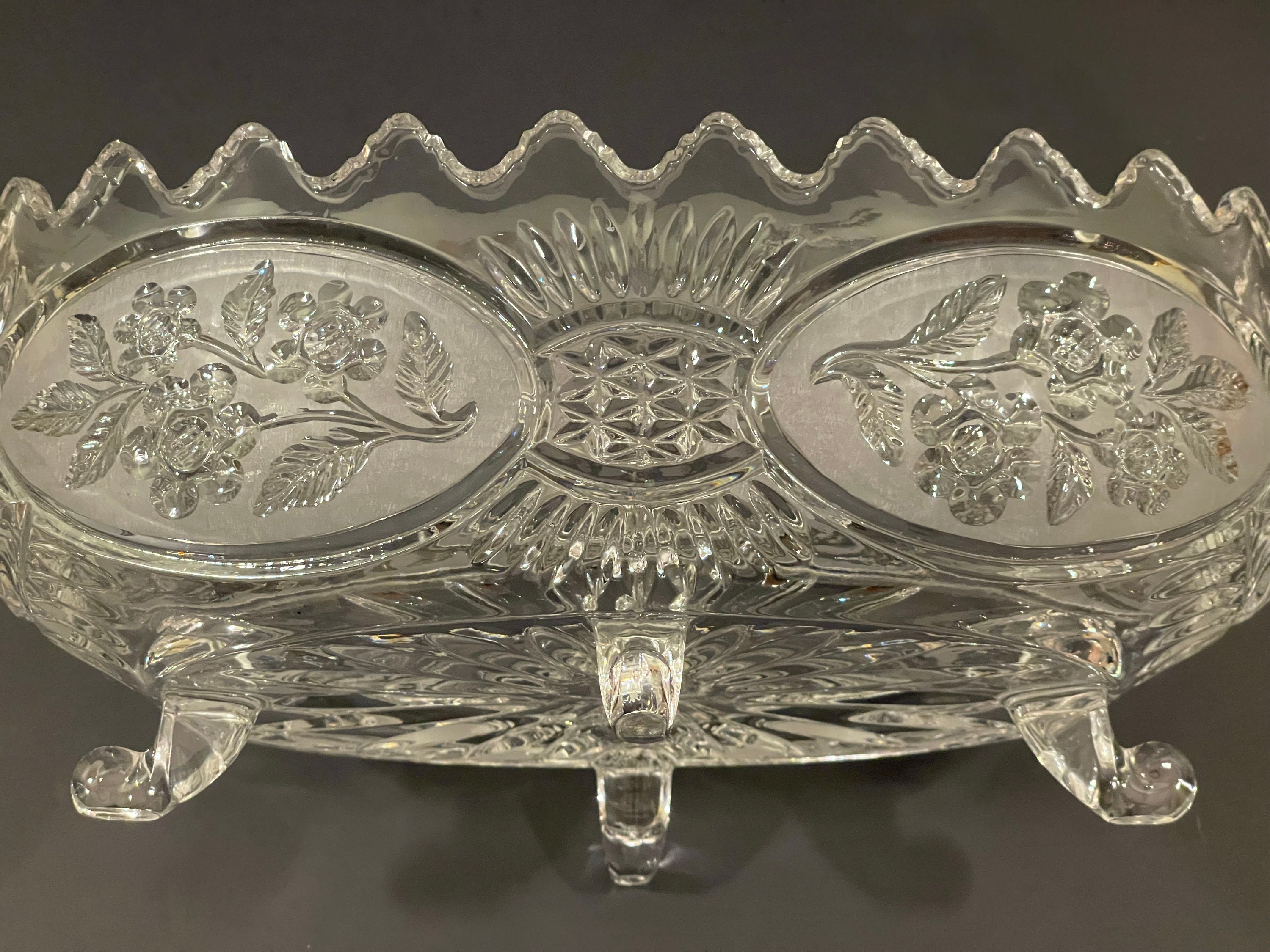 Oval Lead Crystal Fruit Bowl Etsy