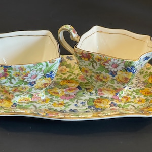 Royal Winton Grimwades Floral Chintz Sugar and Creamer