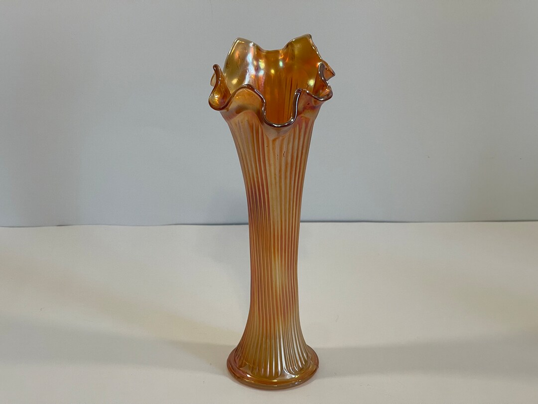 Fine Rib Glass Fenton Marigold Carnival Glass Fine Rib Vase - Etsy