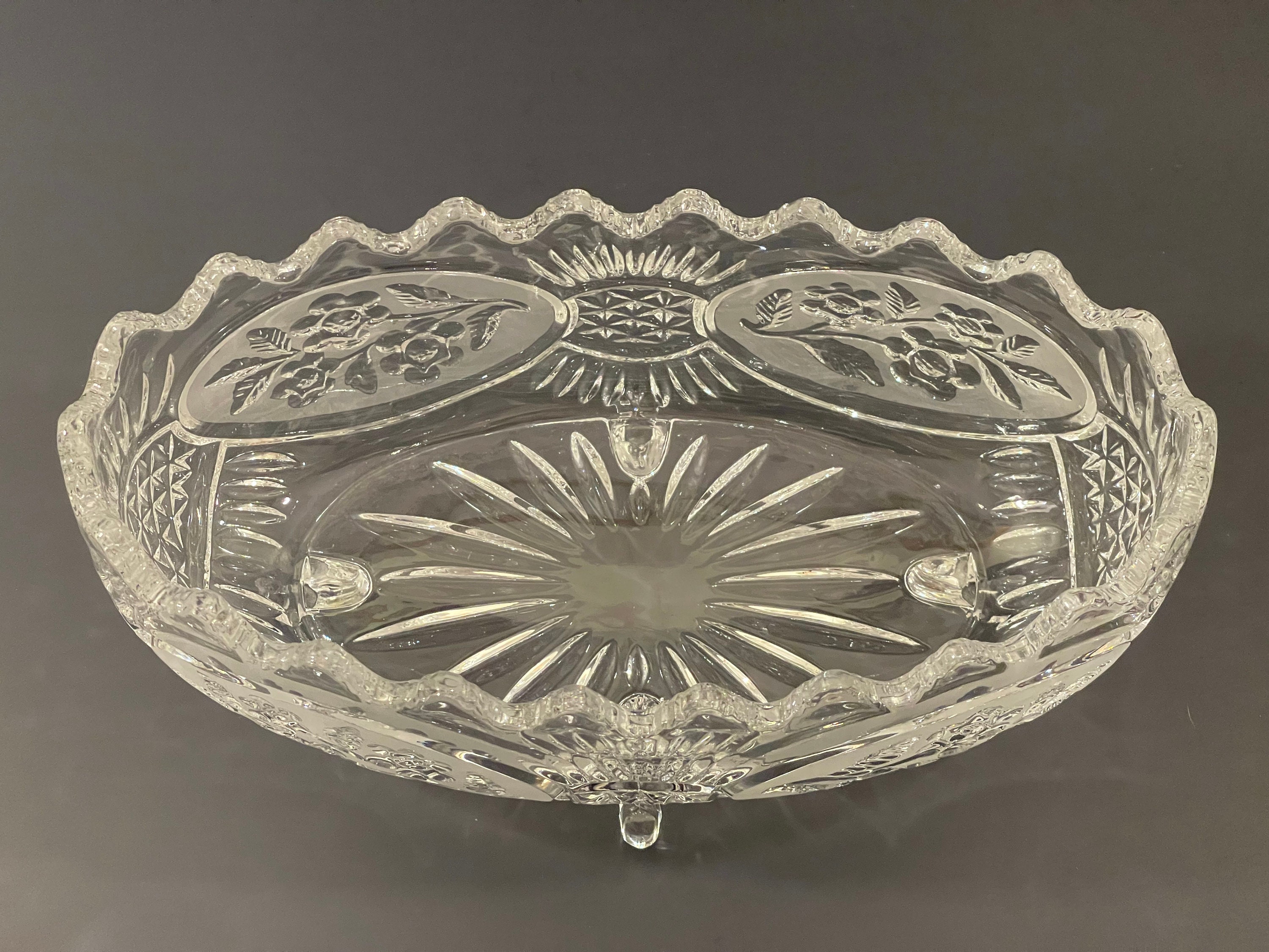 Oval Lead Crystal Fruit Bowl Etsy