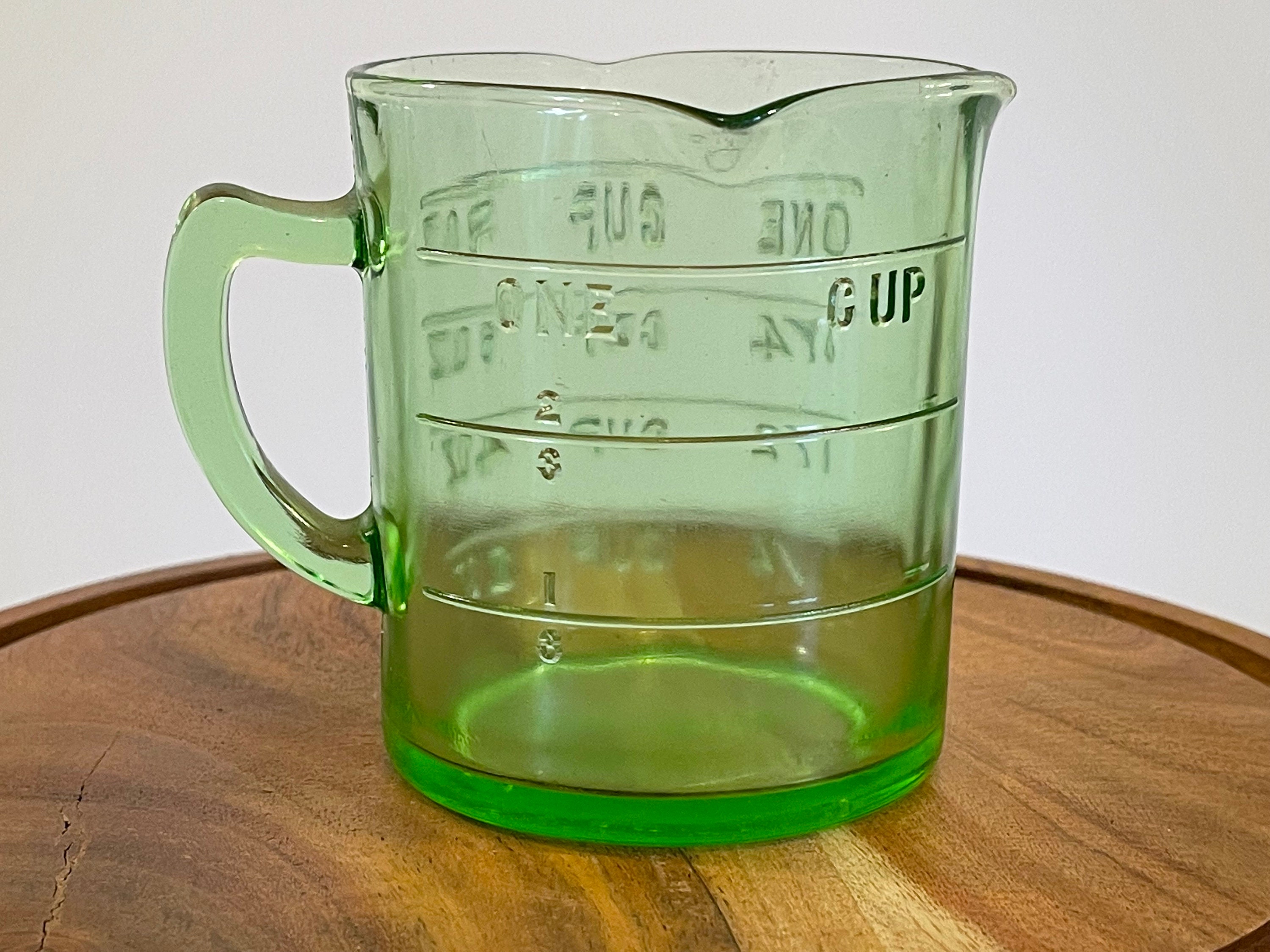 Kelloggs Green Depression Glass Measuring Cup